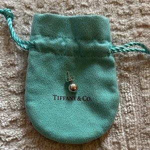 Tiffany & Co. Silver Ball Stud Earring with Signature Blue-Green Pouch